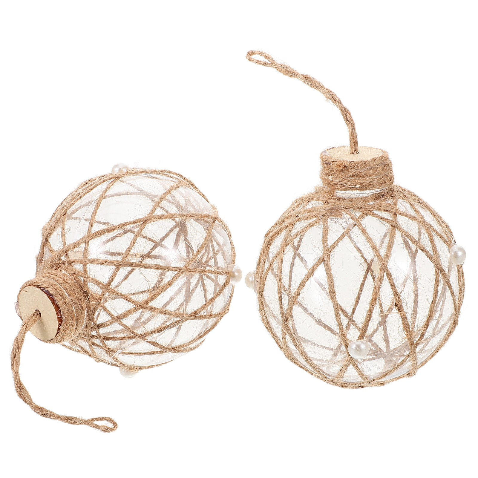 Twine Jute Natural - قطعتان من كرات الزينة البلاستيكية الشفافة